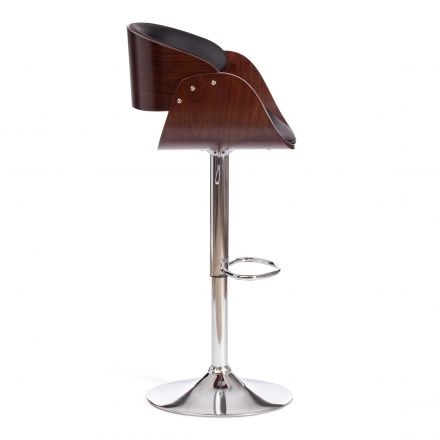 Барный стул LANDO (mod.4036) металл/дерево/экокожа, 59х51х93-114 см, высота сиденья 62-83 см, черный/орех/хром