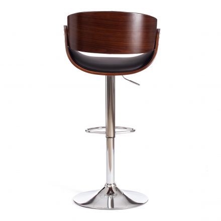 Барный стул LANDO (mod.4036) металл/дерево/экокожа, 59х51х93-114 см, высота сиденья 62-83 см, черный/орех/хром