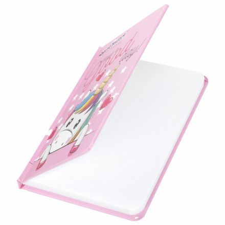 Блокнот с резинкой в клетку 96 л., МАЛЫЙ ФОРМАТ А6 (109х148 мм), твердая обложка, ЮНЛАНДИЯ, "Unicorn", 113742