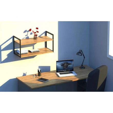 Полка TI_настен/настоль Комус Онега-6 250х600 мет чер/ЛДСП дуб вотан