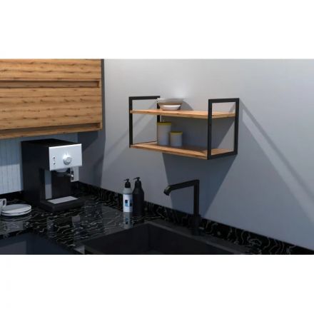 Полка TI_настен/настоль Комус Онега-6 250х600 мет чер/ЛДСП дуб вотан