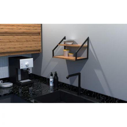 Полка TI_настен/настоль Комус Онега-8 250х450 мет чер/ЛДСП дуб вотан