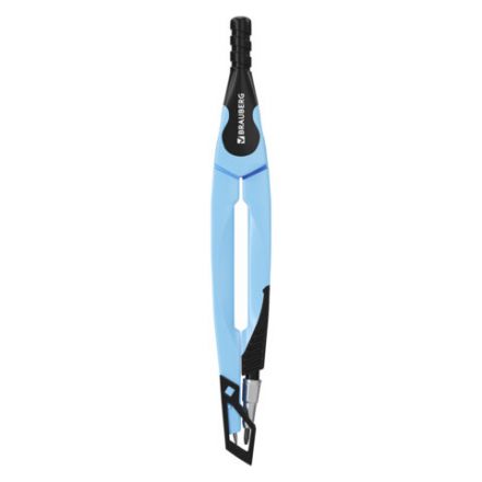 Циркуль с защитным колпачком BRAUBERG "ULTRA", 135 мм, аквамариновый, блистер, 210818