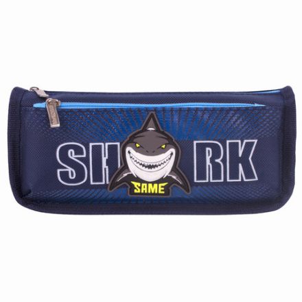 Пенал мягкий ЮНЛАНДИЯ, 2 отделения, полиэстер, "Shark", синий, 21х6х9 см, 270272