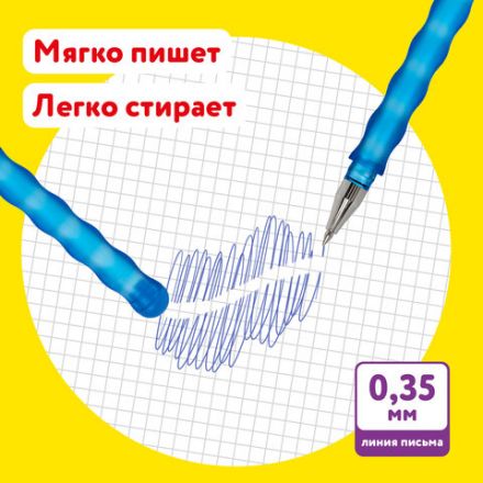 Ручки стираемые гелевые ЮНЛАНДИЯ "Горошек", НАБОР 2 штуки, СИНИЕ, + 4 сменных стержня, линия письма 0,35 мм, 143671 Ручки стираемые гелевые ЮНЛАНДИЯ "Горошек", НАБОР 2 штуки, СИНИЕ, + 4 сменных стержня, линия письма 0,35 мм, 143671