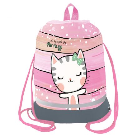 Мешок для обуви 1 отделение Berlingo "Cat Hugs", 400*480мм, расширяющееся дно, светоотражающая лента, карман на молнии Мешок для обуви 1 отделение Berlingo "Cat Hugs", 400*480мм, расширяющееся дно, светоотражающая лента, карман на молнии