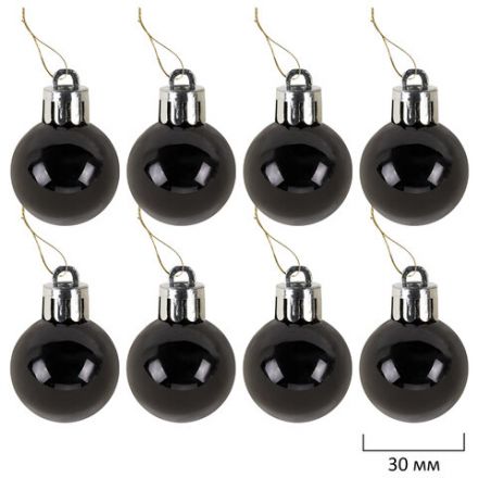 Шары новогодние ёлочные "Black&Gold", НАБОР 130 предметов, черный/золото, пластик, ЗОЛОТАЯ СКАЗКА, 592183