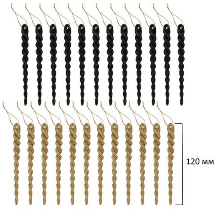 Шары новогодние ёлочные "Black&Gold", НАБОР 130 предметов, черный/золото, пластик, ЗОЛОТАЯ СКАЗКА, 592183
