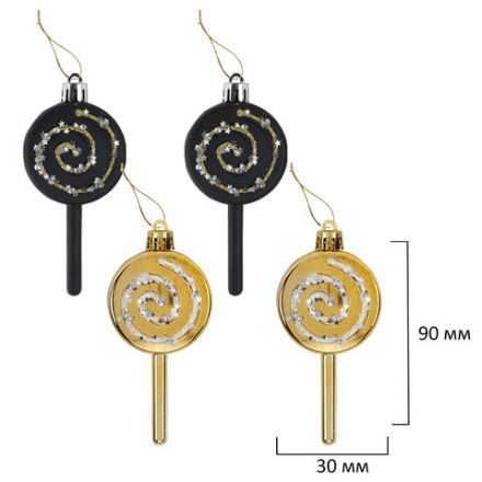 Шары новогодние ёлочные "Black&Gold", НАБОР 130 предметов, черный/золото, пластик, ЗОЛОТАЯ СКАЗКА, 592183