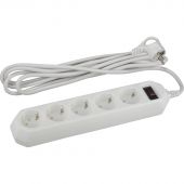 Сетевой фильтр ЭРА, 5 роз/1.5м/10А/2200Вт, с заземл, белый,USF-5es-1.5m-W