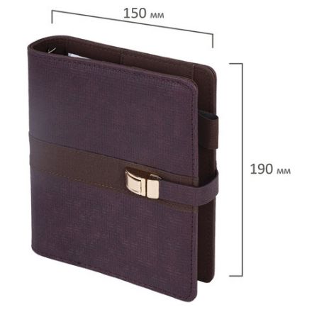 Ежедневник-органайзер недатированный В6 150х190 мм BRAUBERG "Orion", под кожу, 160 л., коричневый, 116210