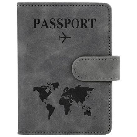 Обложка для паспорта и документов с защитой от считывания, 9 карманов, магнит, экокожа, серо-голубая, BRAUBERG, 238756