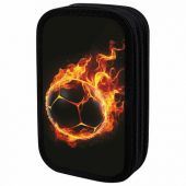 Пенал ЮНЛАНДИЯ, 3 отделения, картон с эффектом soft-touch, 19х11 см, "Fire ball", 273501