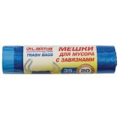 Мешки для мусора с завязками LAIMA "ULTRA" 35 л, синие, рулон 20 шт., особо прочные, ПВД 22 мкм, 50х60 см, 607689 Мешки для мусора с завязками LAIMA "ULTRA" 35 л, синие, рулон 20 шт., особо прочные, ПВД 22 мкм, 50х60 см, 607689