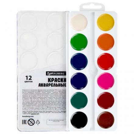 Краски акварельные BRAUBERG 12 цветов "Аниме", медовые, круглые кюветы, 192552 Краски акварельные BRAUBERG 12 цветов "Аниме", медовые, круглые кюветы, 192552