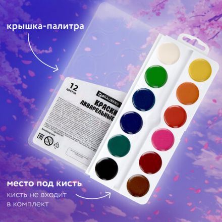 Краски акварельные BRAUBERG 12 цветов "Аниме", медовые, круглые кюветы, 192552 Краски акварельные BRAUBERG 12 цветов "Аниме", медовые, круглые кюветы, 192552