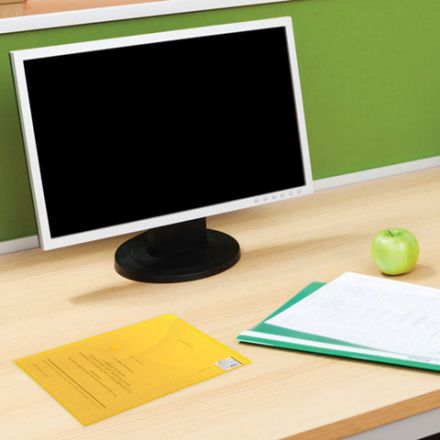 Папка-конверт с кнопкой BRAUBERG "My CLEAR BAG", А4, до 100 листов, прозрачная, ассорти, 0,15 мм, 225174