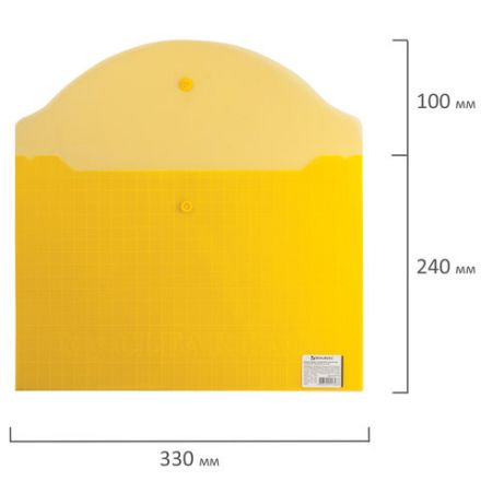 Папка-конверт с кнопкой BRAUBERG "My CLEAR BAG", А4, до 100 листов, прозрачная, ассорти, 0,15 мм, 225174