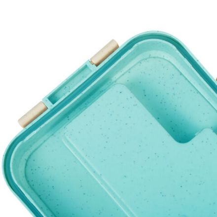 Ланч-бокс контейнер, 1 секция, 3 отделения, 1,4 л, ложка, вилка, 8х21х14 см, мятный, JOYLUX (ДЖОЙЛЮКС) ECO, 609344