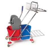 Тележка уборочная BRABIX, 2-съемных ведра по 15 л, отжим, корзина, держатель для мусорного мешка с поддерживающей платформой, 601500