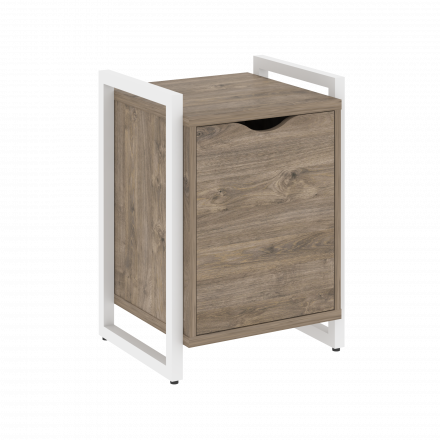 Loft Тумба на регулируемых опорах с распашным фасадом VR.L-T2.O Тиквуд тёмный/Белый металл 500*460*719