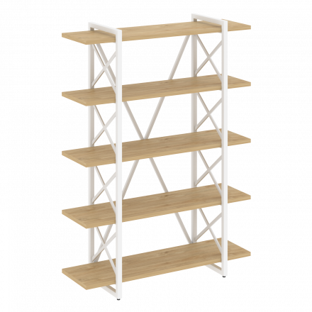 Loft Стеллаж на регулируемых опорах-5 полок VR.L-MST.O-5.8V Тиквуд светлый/Белый металл 1200*400*1650