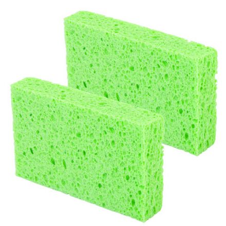 Губки для посуды 110х70х20 мм, ЦЕЛЛЮЛОЗНЫЕ, КОМПЛЕКТ 2 штуки, зеленые, LAIMA, 700257