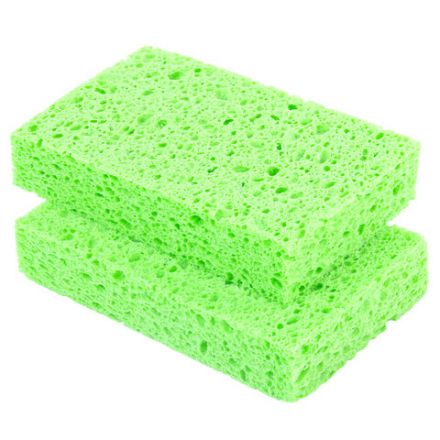 Губки для посуды 110х70х20 мм, ЦЕЛЛЮЛОЗНЫЕ, КОМПЛЕКТ 2 штуки, зеленые, LAIMA, 700257