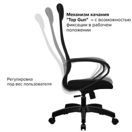 Кресло офисное МЕТТА "SU-B-8" пластик, ткань-сетка, сиденье мягкое, черное