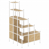 Loft Угловой внешний стеллаж наборный VR.L-59 Тиквуд светлый/Белый металл 1278*1278*2280