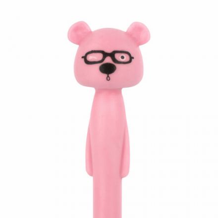 Ручка фигурная шариковая ЮНЛАНДИЯ "Мишка", мягкий силиконовый корпус, ассорти, СИНЯЯ, пишущий узел 0,7 мм, 143780