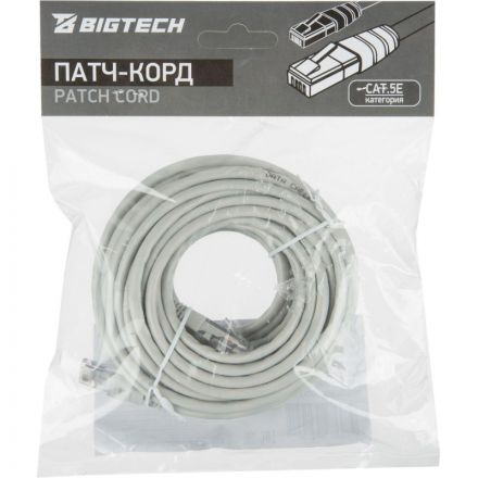 Патч-корд BigTech OPCC006 UTP CCA кат.5e/10м/литой/многожильный (серый)