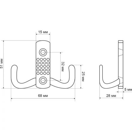 Вешалка настенная УЗК_Крючок двухрожковый СТАНДАРТ 212 B WW (15421)мат.бел Вешалка настенная УЗК_Крючок двухрожковый СТАНДАРТ 212 B WW (15421)мат.бел