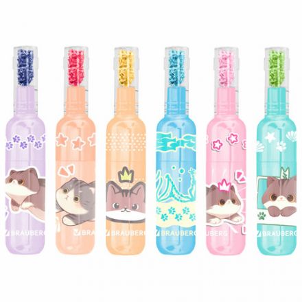 Набор текстовыделителей 6 ПАСТЕЛЬНЫХ ЦВЕТОВ, кросс-серия МИЛЫЕ КОТЫ, линия 1-5 мм, BRAUBERG, 152619