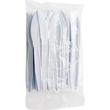 Нож одноразовый 163 мм, бел.,кукурузный крахмал, 50 шт/уп GREEN MYSTERY Нож одноразовый 163 мм, бел.,кукурузный крахмал, 50 шт/уп GREEN MYSTERY