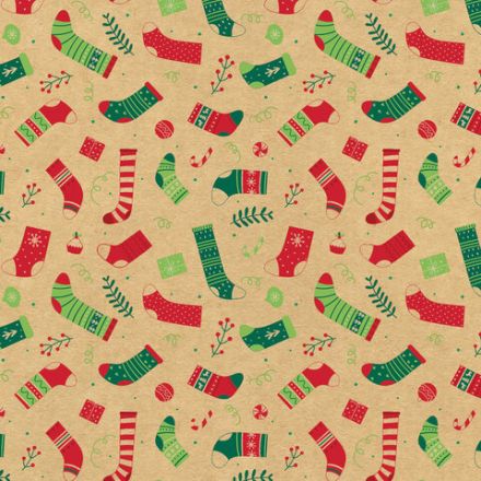 Бумага упаковочная подарочная новогодняя "Christmas Kraft", 70х100 см, 10 дизайнов ассорти, ЗОЛОТАЯ СКАЗКА, 592053