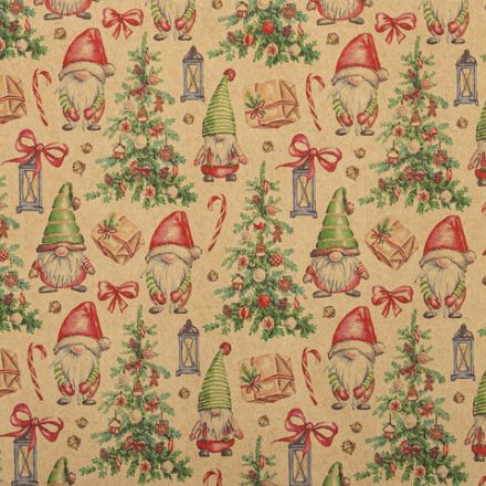 Бумага упаковочная подарочная новогодняя "Christmas Kraft", 70х100 см, 10 дизайнов ассорти, ЗОЛОТАЯ СКАЗКА, 592053