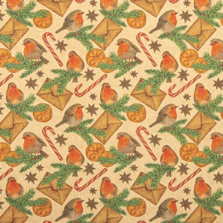 Бумага упаковочная подарочная новогодняя "Christmas Kraft", 70х100 см, 10 дизайнов ассорти, ЗОЛОТАЯ СКАЗКА, 592053