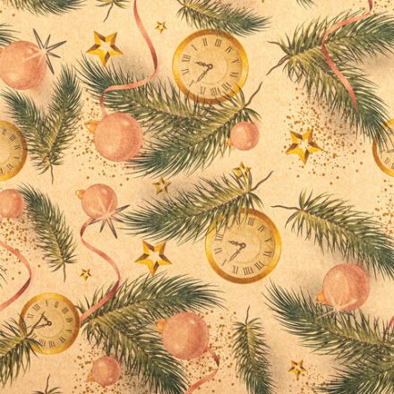 Бумага упаковочная подарочная новогодняя "Christmas Kraft", 70х100 см, 10 дизайнов ассорти, ЗОЛОТАЯ СКАЗКА, 592053