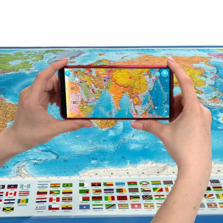 Карта мира политическая 199х134 см, 1:15,5М, с ламинацией, интерактивная, европодвес, BRAUBERG, 112387