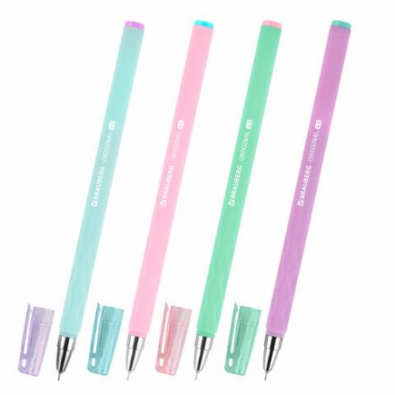 Ручки гелевые BRAUBERG ORIGINAL, ЧЕРНЫЕ, НАБОР 4 штуки, игольчатый узел 0,5 мм, линия письма 0,35 м, 144247