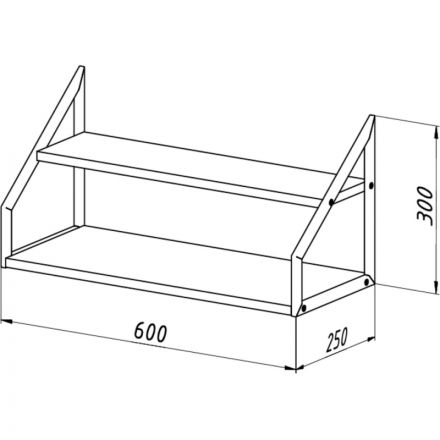 Полка TI_настен/настоль Комус Онега-8 250х600 мет чер/ЛДСП дуб вотан