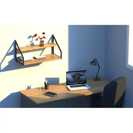 Полка TI_настен/настоль Комус Онега-8 250х600 мет чер/ЛДСП дуб вотан