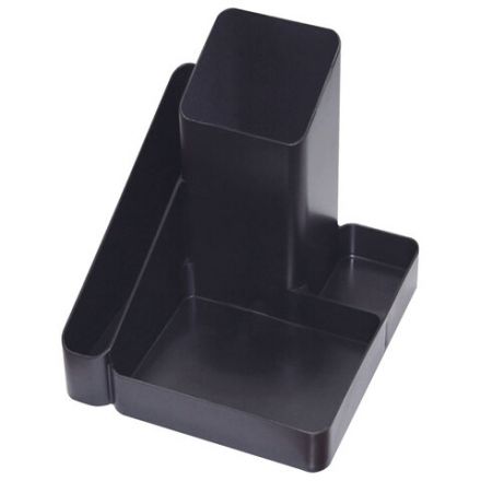Подставка-органайзер BRAUBERG OFFICE STYLE, 4 отделения, 115х122х111 мм, черная, 238097