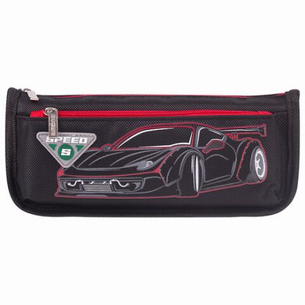 Пенал мягкий ЮНЛАНДИЯ, 2 отделения, полиэстер, "Speed car", черный, 21х6х9 см, 270273
