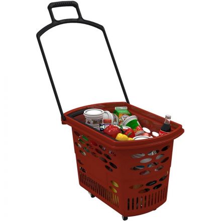 Корзина покупательская EVR_TECHNO 410064 корзина-тележка пластик красн. 38л