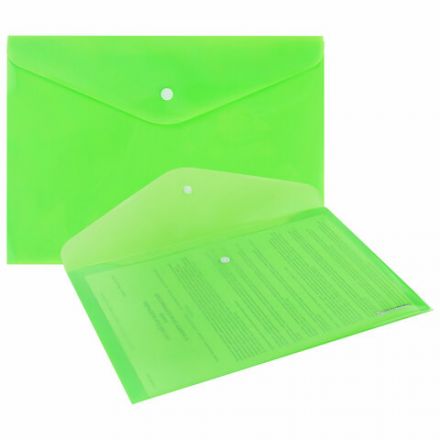 Папка-конверт с кнопкой А4, КОМПЛЕКТ 8 шт., яркие неоновые цвета ассорти, BRAUBERG "NEON", 272871