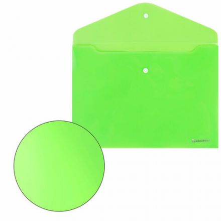 Папка-конверт с кнопкой А4, КОМПЛЕКТ 8 шт., яркие неоновые цвета ассорти, BRAUBERG "NEON", 272871