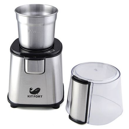 Кофемолка KITFORT КТ-1315, 180 Вт, вместимость 60 г, металл, серебро