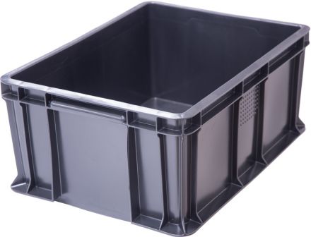 Ящик 400х300х180 сплошной, с внешней ручкой  чёрный